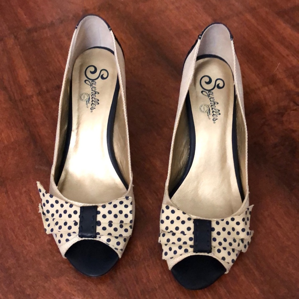SEYCHELLES - Navy/linen pump